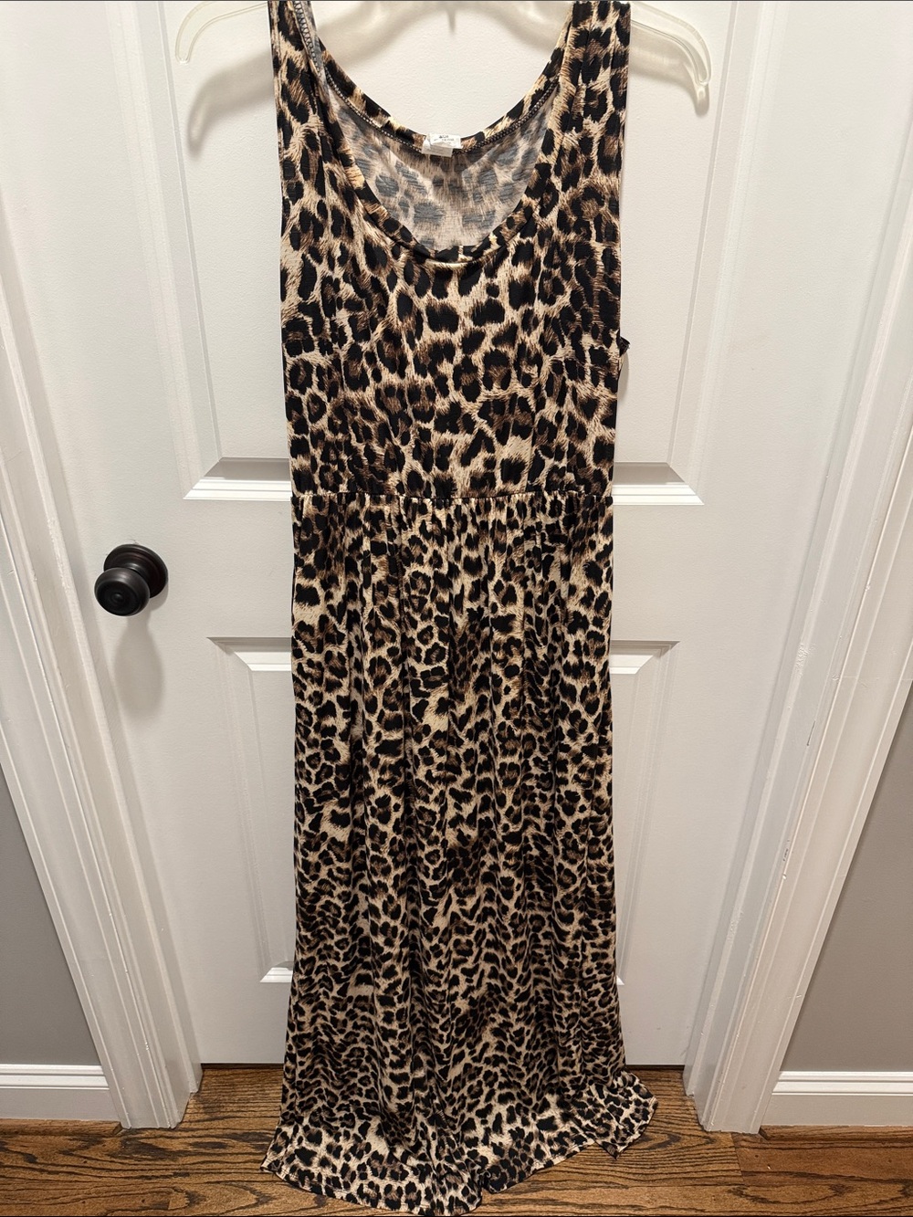 Boutique Leopard Print Sleeveless Maxi Dress - Beige & Black
